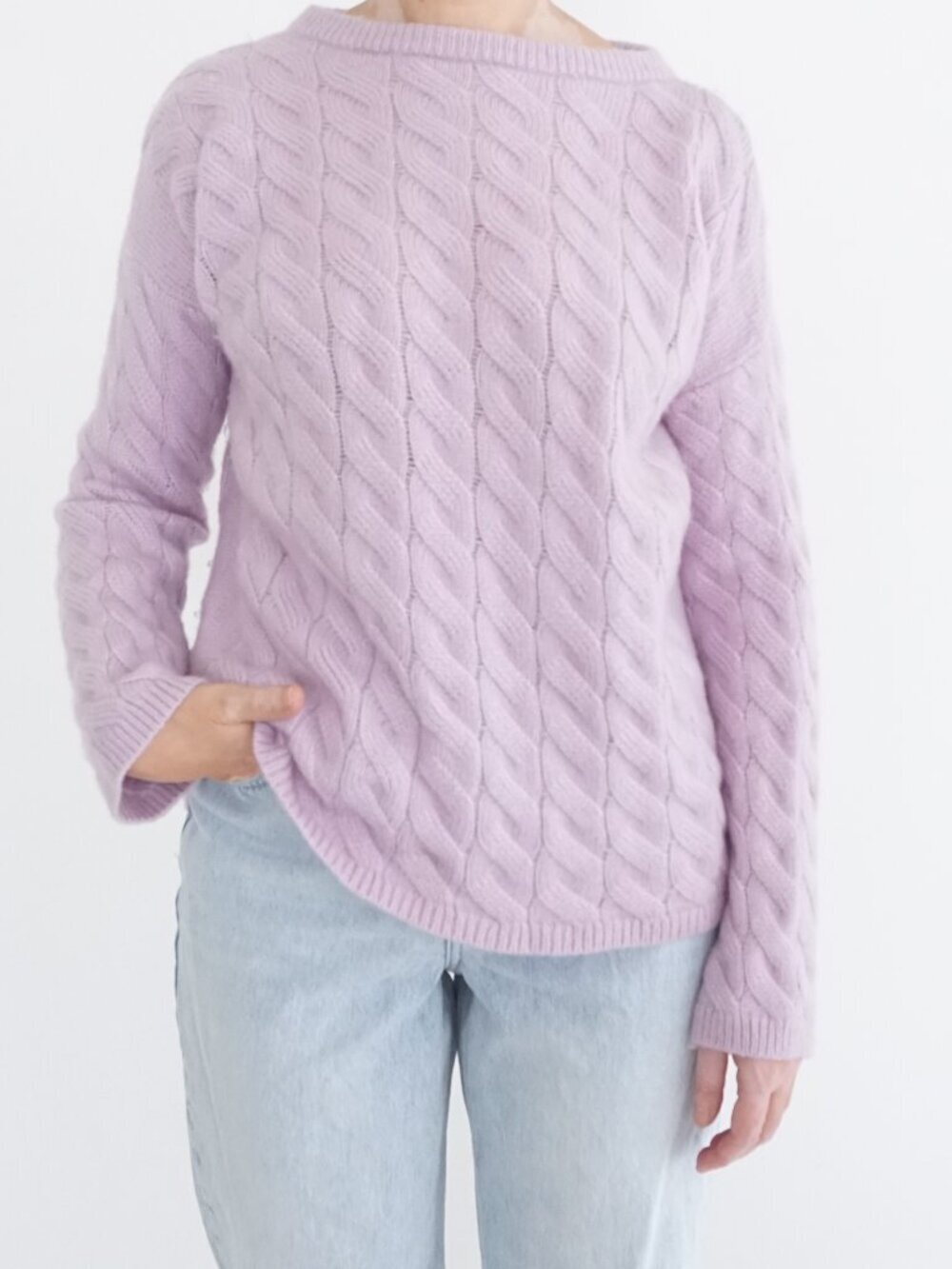 Club Monaco Lavender Cable Knit Sweater Soft 63% Wool Blend Feminine XS